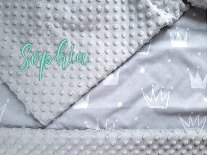 Minky FLĪSA bērnu sedziņa PELĒKIE KROŅI